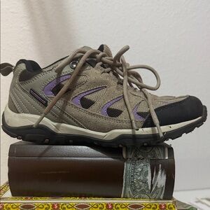 Magellan Outdoors Tan and Purple Ankle Boots